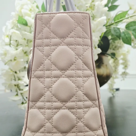 CHRISTIAN DIOR Lambskin Cannage Medium Tri-Color Lady Dior in Rose Pale - Picture 5 of 8